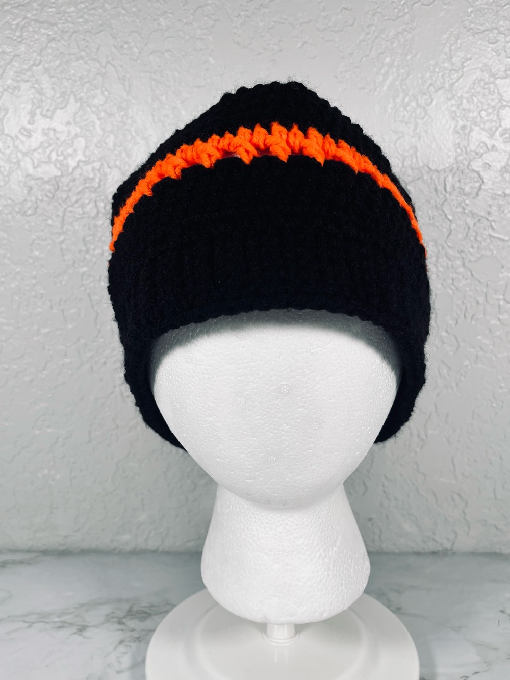 Black & Orange Crochet Ear Warmer Headband